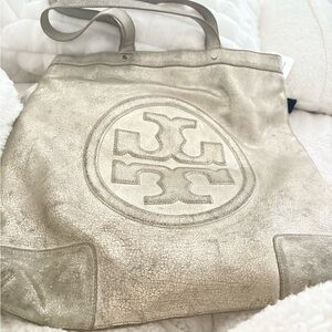 Tory Burch Metallic Silver Tote